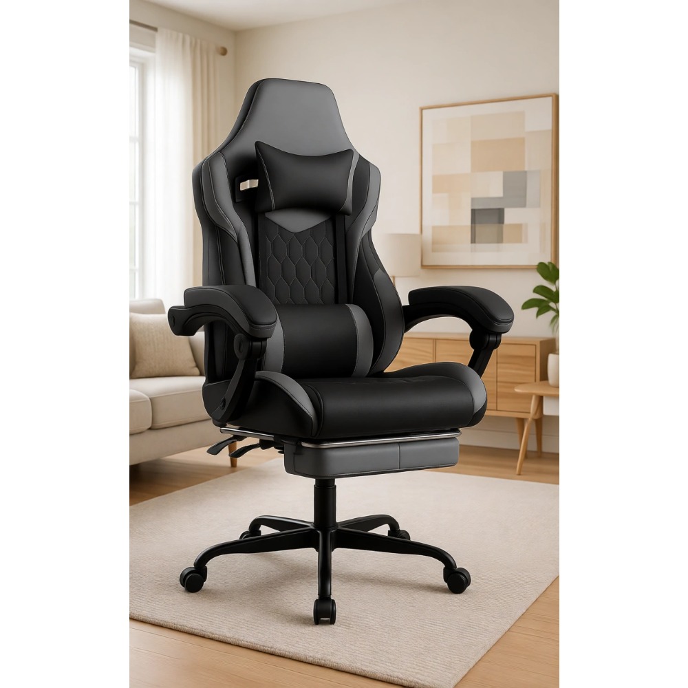 Video Gaming & Esports Usd Acc - Ergonomischer Gaming-Stuhl aus PVC-Leder mit Fußstütze,