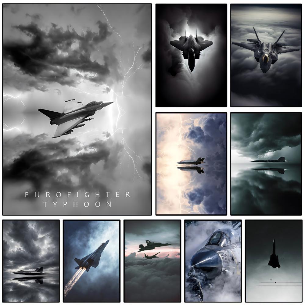 Esports Gaming Lounge - Cooles Kampfjet-Poster, Wandposter, selbstklebend, wasserfest, für