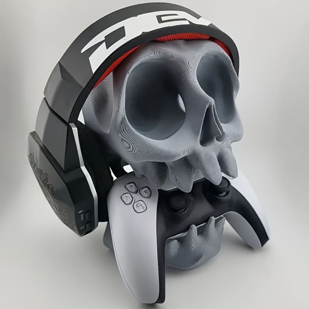 Esports Gaming Controller - Totenkopf-förmiger Controller-Ständer Kopfhörerhalter 2-in-1 Gaming-Zubehör Gotischer