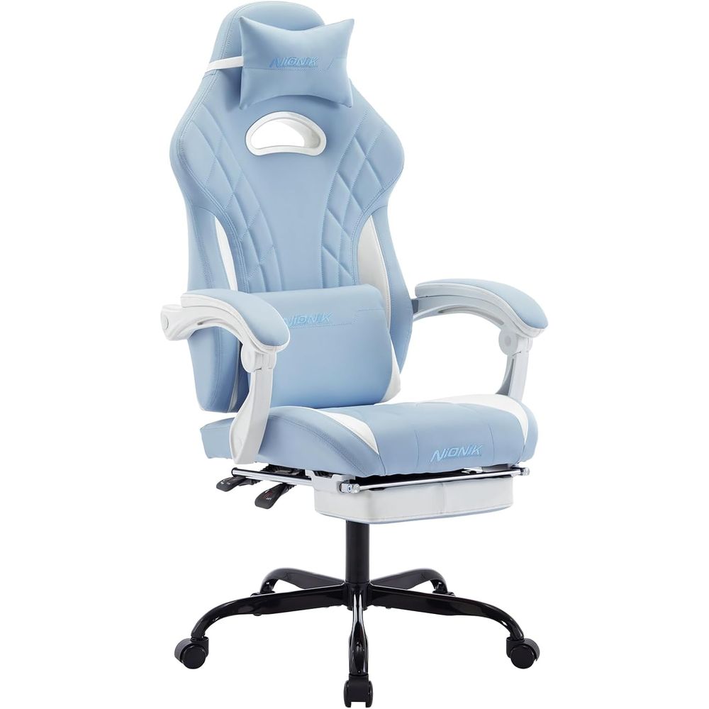 Video Gaming & Esports Usd Acc - Ergonomischer Gaming-Stuhl mit Fußhocker und Massage-Lendenwirbelstütze,