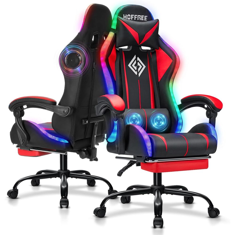 Video Gaming & Esports Usd Acc - RGB-Gaming-Stuhl mit Bluetooth-Lautsprechern und LED-Beleuchtung Ergonomischer