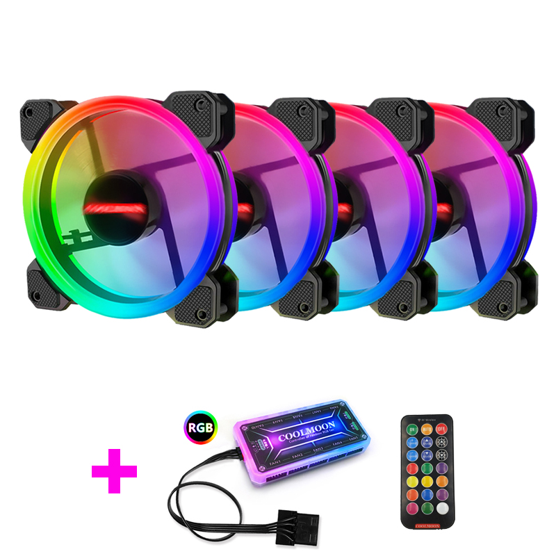 Esports Gaming Fan - Coolmoon Gehäuselüfter PC-Kühlung RGB-Lüfter mit IR-Fernbedienung