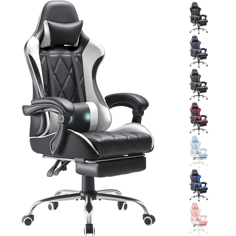 Video Gaming & Esports Usd Acc - Gaming-Stuhl, Computerstuhl mit Fußstütze und Massage-Lendenwirbelstütze,